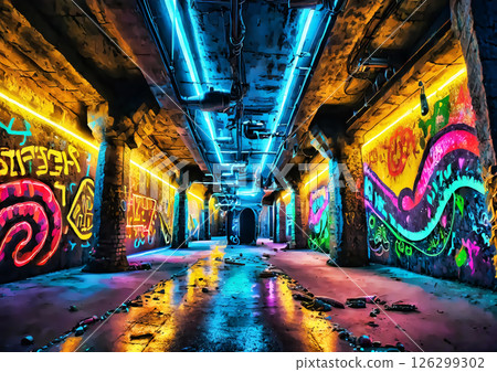 Colorful underground passage 3d illustration background 126299302