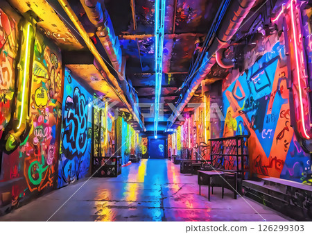Colorful underground passage 3d illustration background 126299303