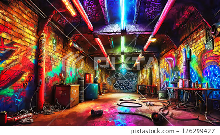 彩色地下通道 3d 插圖背景 126299427