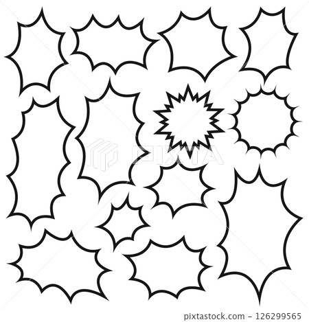 Spiky speech bubble set Comic decoration Explosion Burst Surprise Emphasis Monochrome Spiky speech bubble set Comic decoration Explosion Burst Surprise Emphasis Monochrome 126299565