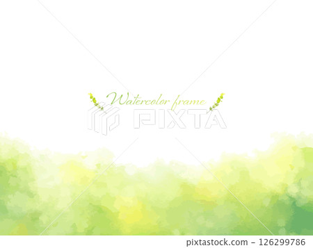 清爽的綠色水彩植物框架背景圖 126299786