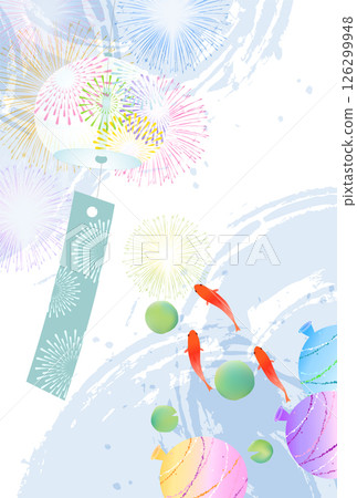 Goldfish summer watercolor Japanese pattern background Goldfish summer watercolor Japanese pattern background 126299948