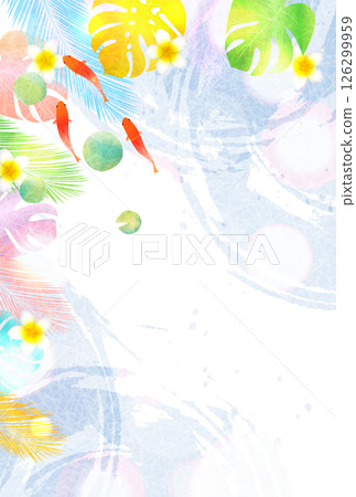 金魚夏季水彩日本圖案背景 126299959