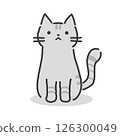 一隻面向前方坐著的貓的插圖 126300049