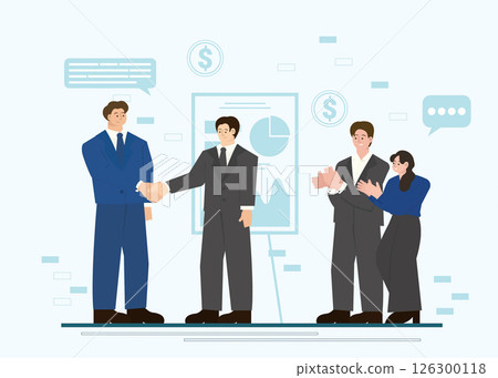 B2B business collaboration with professionals shaking hands. Vector illustration 126300118