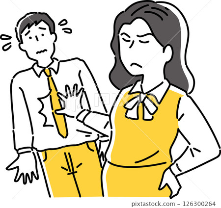 A female employee pushing a man A female employee pushing a man 126300264