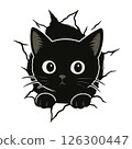 貓打破牆壁和屏風 126300447