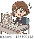 一位女員工在工作中努力工作並加班 126300448