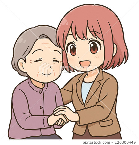 A female staff member receives the Sodan for caring for the elderly 126300449