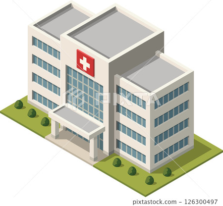 Isometric hospital building, healthcare facility Isometric hospital building, healthcare facility 126300497