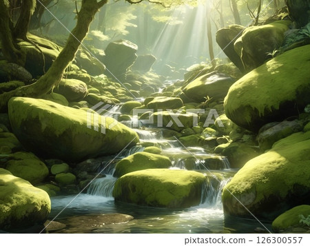 沐浴在晨曦中的苔蘚溪流-6 沐浴在晨曦中的苔蘚溪流-6 126300557