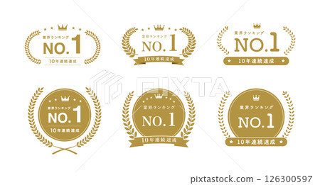 Gold laurel wreath NO.1 emblem badge 126300597