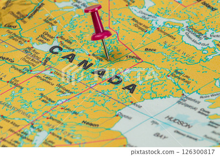 Map of Canada with a pushpin marking a specific location Map of Canada with a pushpin marking a specific location 126300817