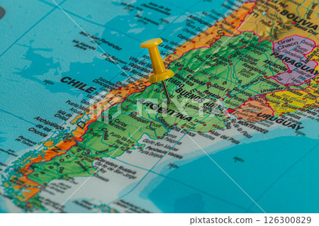 Highlighting Buenos Aires on a colorful map of Argentina 126300829