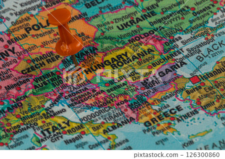 Highlighting Budapest on a colorful European map Highlighting Budapest on a colorful European map 126300860