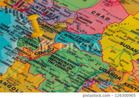 Colorful map of Central Africa highlighting Congo region 126300905