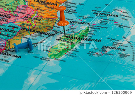 Map markers for Madagascar and surrounding areas 126300909