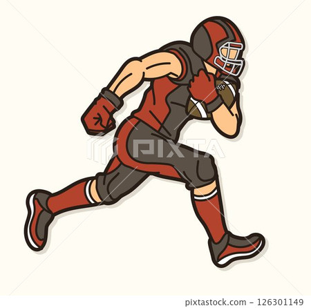 American Football Player Action Cartoon Sport Graphic Vector 126301149