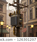 Steampunk style pole transformer 126301207