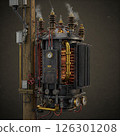 Steampunk style pole transformer 126301208