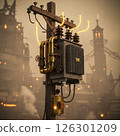 Steampunk style pole transformer 126301209