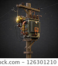Steampunk style pole transformer 126301210