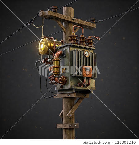 Steampunk style pole transformer 126301210