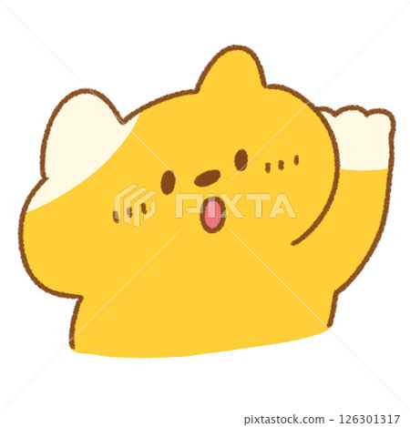 是的！可愛的貓咪舉起左爪（黃色） 126301317