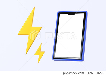 智慧型手機（藍色）和充電圖標 126301656