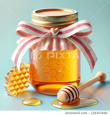 honey in glass jar 126301688