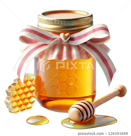 honey in glass jar 126301689