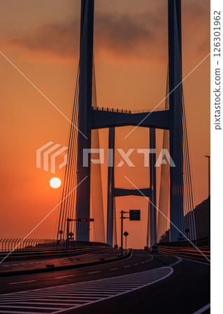 Sunset over Megami Bridge Sunset over Megami Bridge 126301962