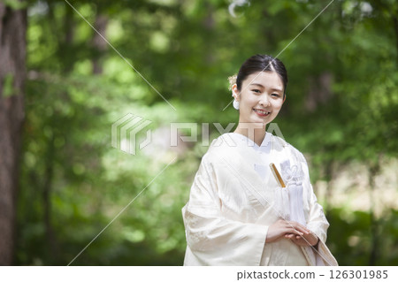 Bride wearing white dress 126301985