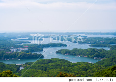 [A magnificent view of Ago Bay from Yokoyama Observatory amidst the fresh greenery] Ise-Shima National Park, Mie Prefecture 126302014
