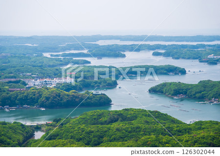 [A magnificent view of Ago Bay from Yokoyama Observatory amidst the fresh greenery] Ise-Shima National Park, Mie Prefecture 126302044