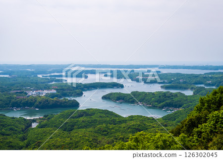 [A magnificent view of Ago Bay from Yokoyama Observatory amidst the fresh greenery] Ise-Shima National Park, Mie Prefecture 126302045