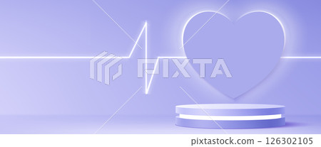 Medical stage podium with neon heart 126302105
