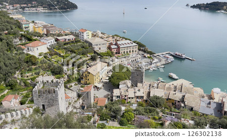 Traditional buildings. Boats in town of Porto Venere, Liguria. Sea and tourism in Italy. Nature in mountains. Traditional buildings. Boats in town of Porto Venere, Liguria. Sea and tourism in Italy. Nature in mountains. 126302138