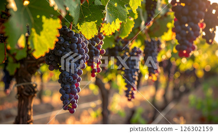 陽光照射的葡萄園背景 陽光照射的葡萄園背景 126302159