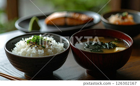A staple of Japanese breakfast: salmon and miso soup5 A staple of Japanese breakfast: salmon and miso soup5 126302167