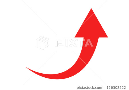 Red rising arrow simple single item 126302222