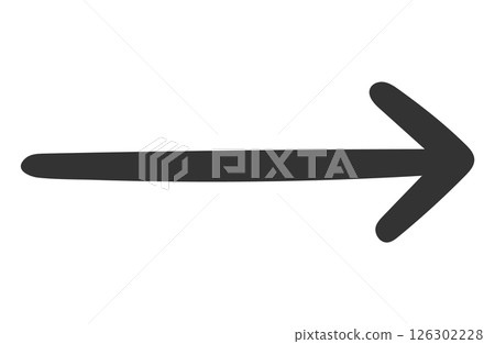 Handwritten style arrow, black, single item 126302228
