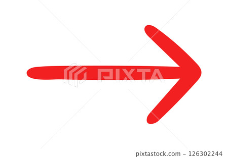 Handwritten style arrow, red, single item 126302244