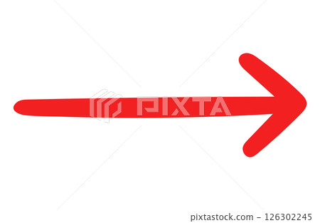 手寫風格箭頭，紅色，單一項目 126302245