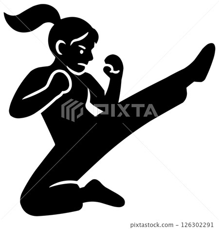 The Silhouette of Two Women in Combat Generative AI 126302291