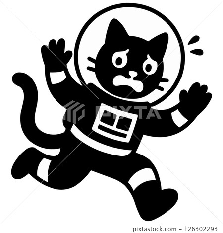 The Frightened Astronaut Cat Silhouette Generative AI 126302293