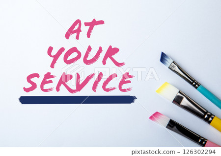 At Your Service Concept. Colorful brushes and text on a white background 126302294