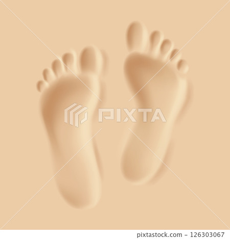 Footprints in sand with beige background Footprints in sand with beige background 126303067