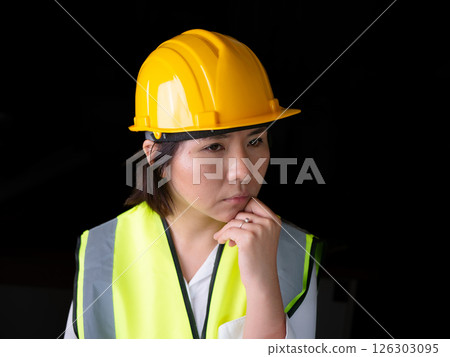 factory woman workers or technicians civil Engineer or Architecture project management thinking idea decision plan. factory woman workers or technicians civil Engineer or Architecture project management thinking idea decision plan. 126303095