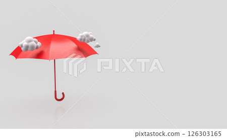 The Red umbrella on white Background  for rainy concept 3d Rendering. 126303165